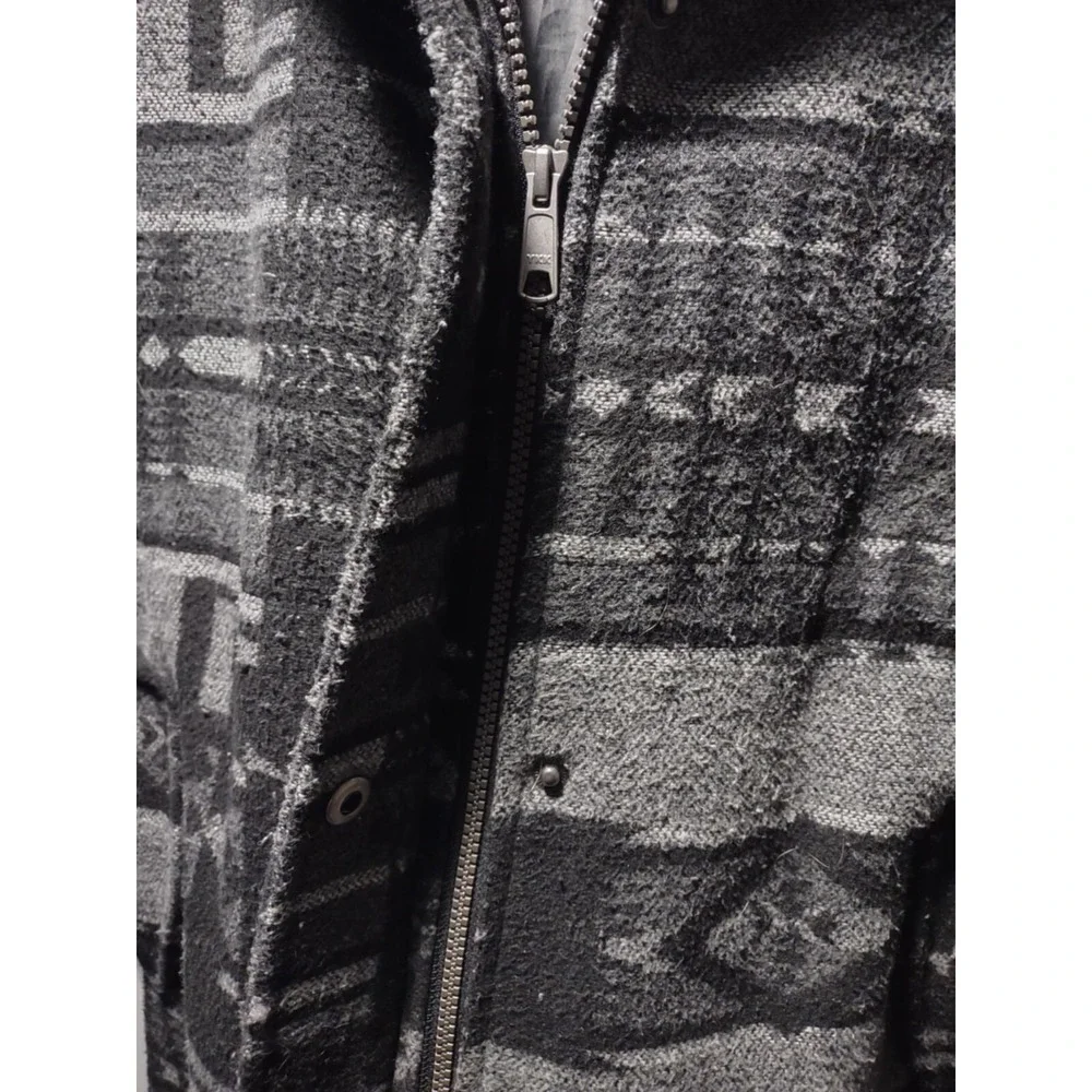 Mossimo Supply‎ Co Womens Grey Black Southwestern Geometric Hooded Parka Coat S